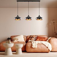 Opviq Yildo pendant light, length 146 cm, black/copper, 3-bulb