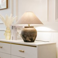 Lucande bordslampa Thalorin, höjd 46 cm, grå, keramik