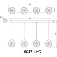 Globo Virina LED-hänglampa, längd 93 cm, transparent, kristall