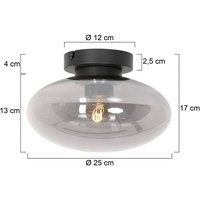 Steinhauer Reflexion taklampa, Ø 25 cm, glas, svart/rökgrå