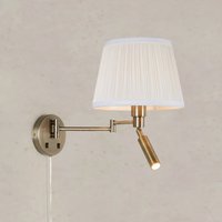 Markslöjd Pivot wall lamp, natural white/brass, 43 cm, 2-bulb.
