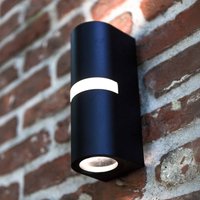 LUTEC MIKA outdoor wall light, black, height 19 cm, 2 x GU10, IP54