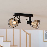 EGLO Anwick 1 ceiling spotlight steel/rattan, two-bulb