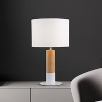 Viokef Bordslampa Carroll, trä ljus/vit, höjd 43 cm, tyg