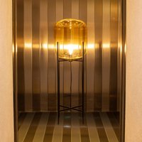 pulpo lampe sur pied Oda Big, ambre/noir, hauteur 140 cm