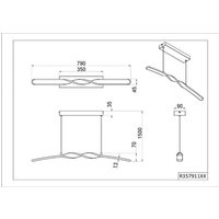 Reality Leuchten Suspension LED Ginko, noir mat, métal, longueur 79 cm