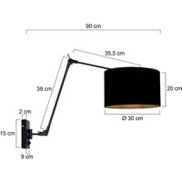 Steinhauer Vägglampa Prestige Chic svart/svart-guld Utsträckning 90 cm
