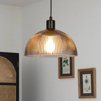 COREP Duomo hanging light, smoky grey/black, Ø 25 cm, glass