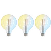 LUUMR Smart LED Filament set of 3 E27 G125 7W clear Tuya