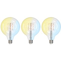 LUUMR Smart LED Filament set om 3 E27 G125 7W klar Tuya