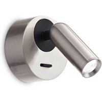 Ideallux Spot mural LED Ideal Lux Bean, Ø 7 cm, métal nickelé