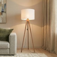 TK Lighting Grand floor lamp, cream/walnut, height 145 cm, E27