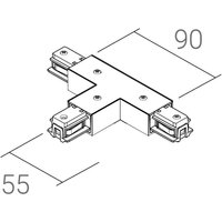 Ivela Connecteur en T SQUARE 48 V, noir, conducteur de protection à gauche