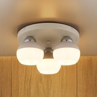 Loftlampe Ragusa, Ø 31 cm, sandfarvet/krom, metal/glas, 3 lyskilder