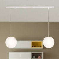 Casablanca Acai hanging light, white, long, 2-bulb, Ø 21 cm, E27