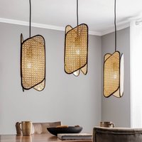 Lucande Bassiola hanging light, bamboo, 3-bulb