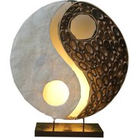 Lampa stołowa Ying Yang wykonana z naturalnych materiałów, 30 cm