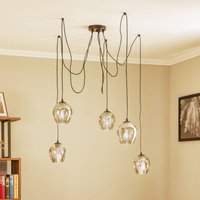 EMIBIG LIGHTING Pendellampa Starla decentral 5 lampor, glas grafit