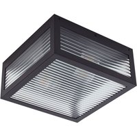 Lindby Außendeckenleuchte Bolgar, schwarz, Metall, Glas