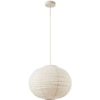 Lindby Hängeleuchte Autumn, beige, Ø 40 cm, Leinen, Ball