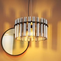 Globo Gorley II pendant light, smoky grey/black, glass, 38 cm, E27