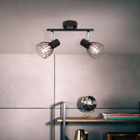 Brilliant Spot pour plafond Blacky, longueur 31 cm, noir, à 2 lampes, métal