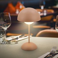 Briloner LED rechargeable table lamp Kugle, brown, metal, IP44, dimmable