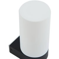 Lucande Basolo bathroom wall light, black, height 17.2 cm, glass