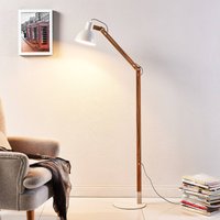 Lindby golvlampa Shivanja, trä, justerbar, 146 cm, E27