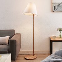 Lucande golvlampa Jinda, vit, trä, tyg, 160 cm, E27