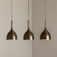 Luminex Noak 3-bulb hanging light, long, titanium-gold/gold, steel
