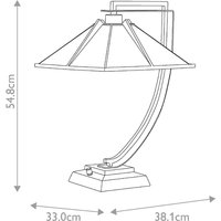 QUOIZEL Pomeroy bordslampa, höjd 55 cm, brons, glas, stål