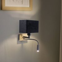 Euluna Vägglampa Harry, kantig, mässing/svart/svart