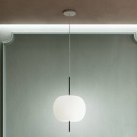 kdln Kushi hanging light, black/white, Ø 33 cm, glass