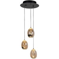 HighLight Hänglampa Golden Egg, bärnsten/guld Ø 25 cm 3 lampor glas/metall