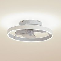 Lindby Ventilateur de plafond LED Momitu, blanc, aluminium, Ø 50 cm