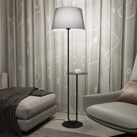 EMIBIG LIGHTING Hotel golvlampa, grå/svart, höjd 150 cm, tyg/metall