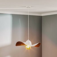 SIGMA Hänglampa Jil, skärm böjd, vit/koppar