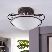 Lindby taklampa Rando, silver antik, glas, Ø 50 cm, E27
