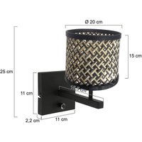 Steinhauer Vägglampa Stang 3709ZW, svart/naturlig korgflätning
