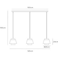 Lucide Suspension Tribute, 3 lampes, linéaire, textile, beige