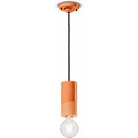 Ferroluce PI pendant light, cylindrical, Ø 8 cm orange