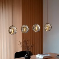 Lindby Valentina pendant light, E14, 4-bulb, smoky grey, glass