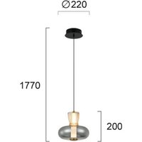Viokef Suspension LED Sire, Ø 22 cm, gris fumé/bronze, métal/verre