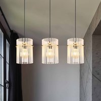 Globo Gorley pendant light, length 80 cm, gold-coloured/opal, 3-bulb.