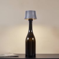 Lindby LED battery-powered table lamp Linor, smoke grey, USB, dimmable