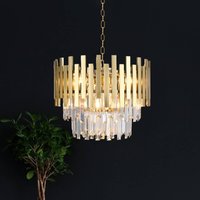 Eko-Light Hanging light Aspen metal gold-coloured glass crystals, height 30 cm