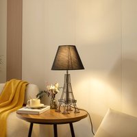 Lindby Croia table lamp, black, metal, Ø 28 cm, E27