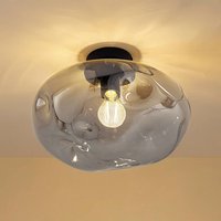 Lindby taklampa Lelia, rökgrå, glas, Ø 35 cm