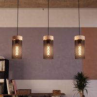 EGLO Klinsdale pendant light, black/brown, 3-bulb.
